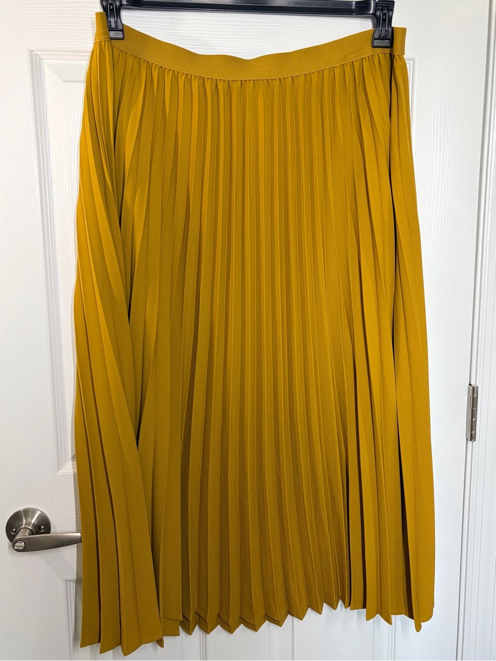 a new day Mustard Pleated Midi Skirt